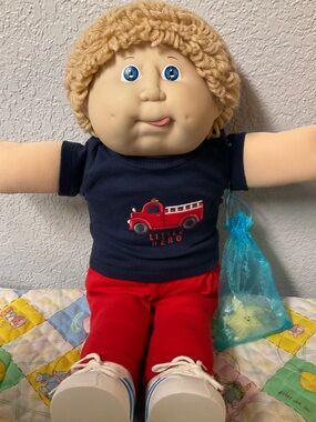 RARE VTG Cabbage Patch Kid Boy Wheat Hair Blue Eyes Head Mold #11 1986